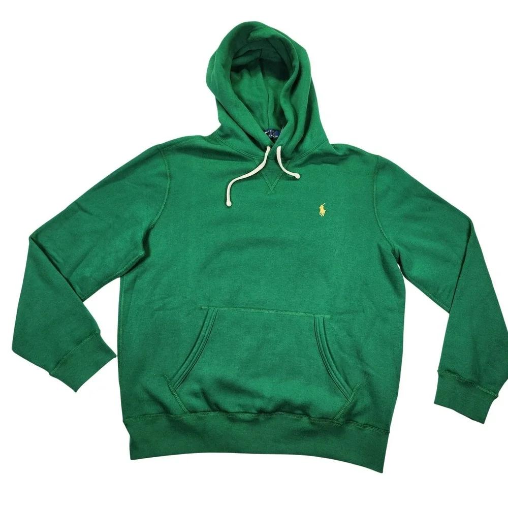 Polo Ralph Lauren Green Fleece Hoodie Mens Size L Classic Pony Logo Casual New